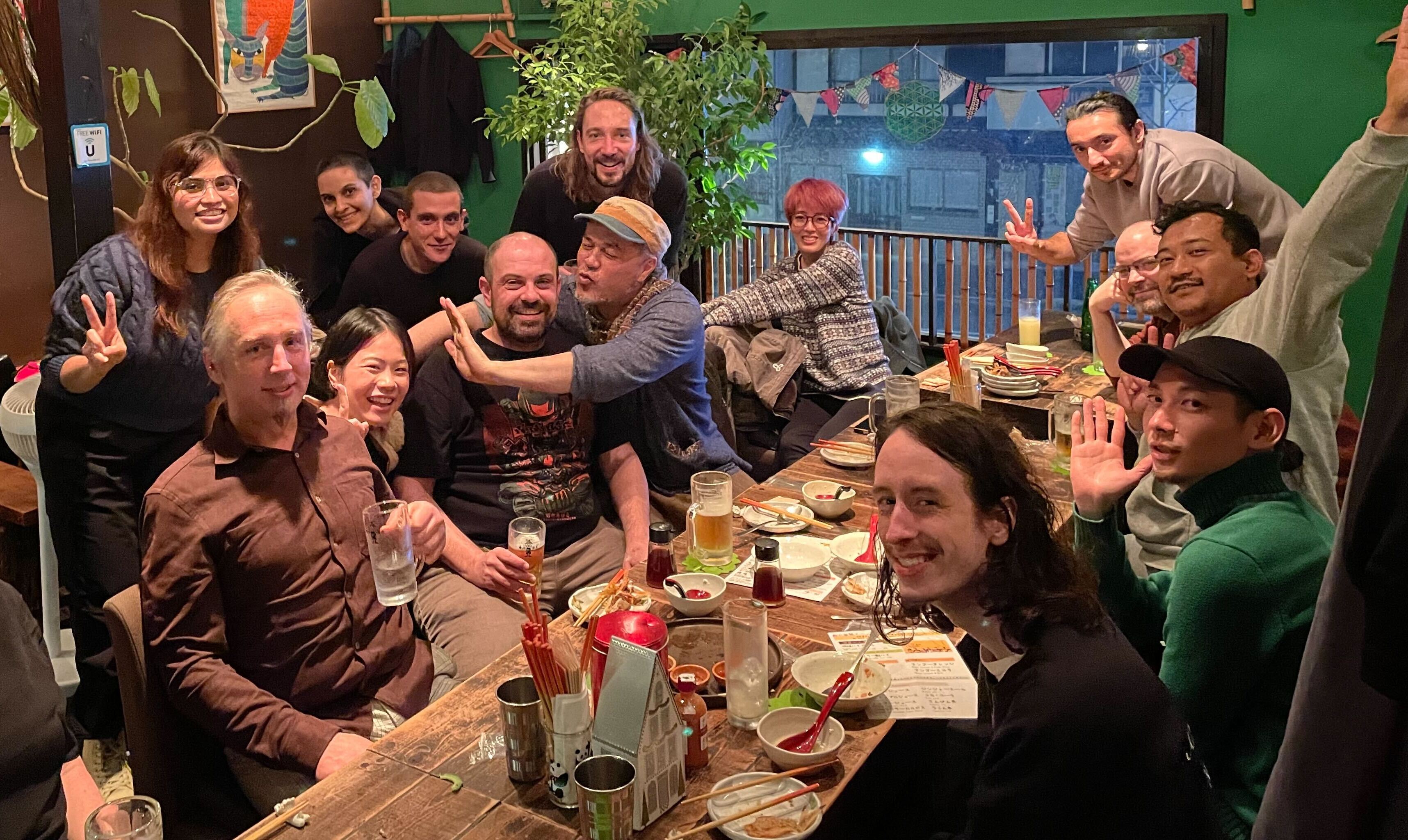NekoLogic team at a restaurant